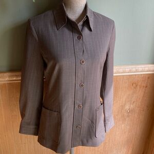 Facinnable taupe pinstriped wool jacket